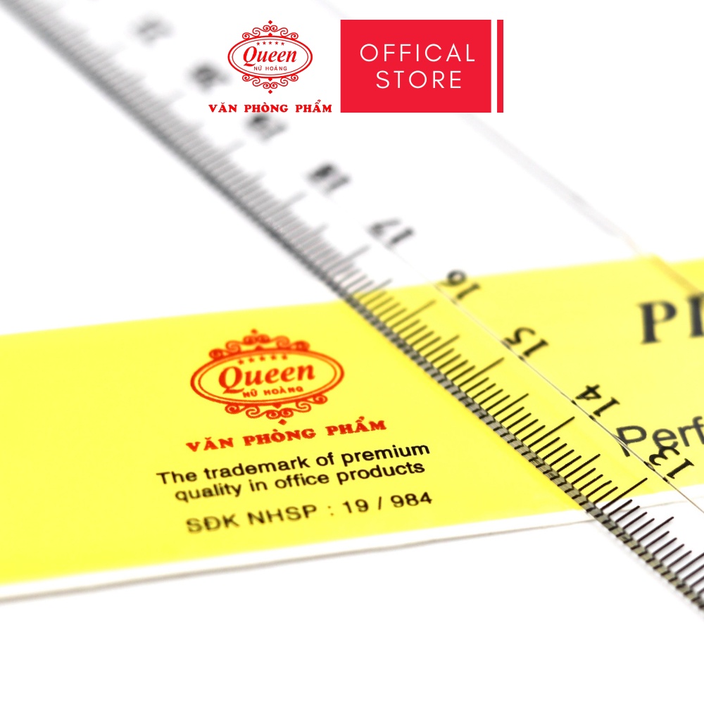 Thước nhựa 30cm - Màu Trắng Trong/Xanh/Xanh Lá/Hồng - Queen