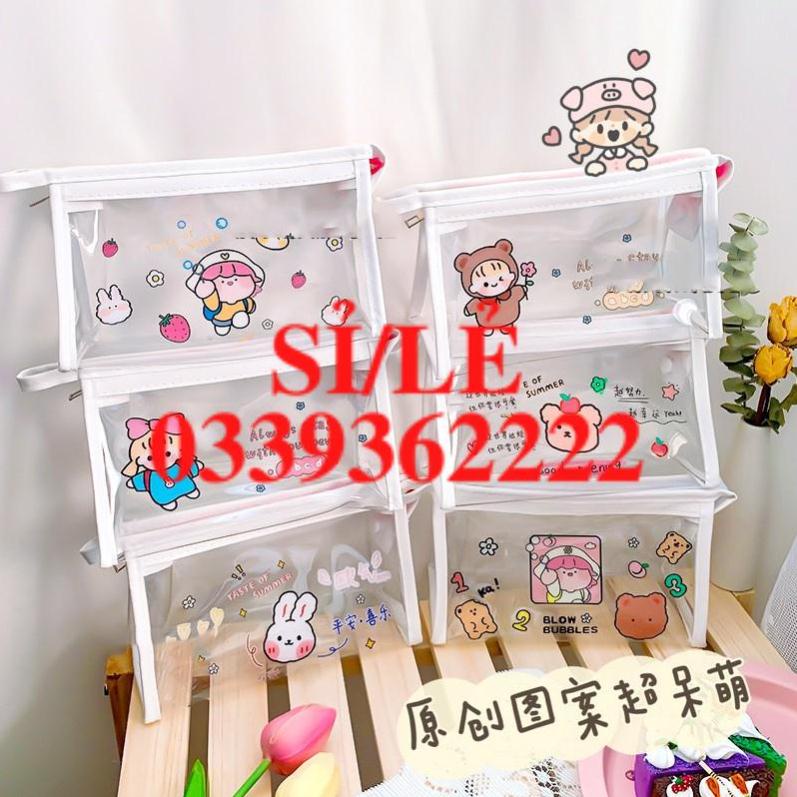 [ HAIANHSHOP ] Túi đựng bút mỹ phẩm mini trong suốt in hình cute chất liệu đẹp Duashop &gt;