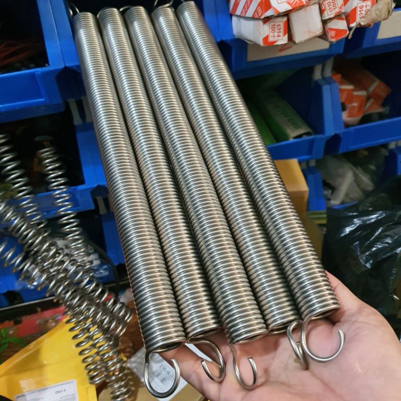 Lò xo kéo inox, phi ngoài 25mm, dây inox 3mm, dài 300mm