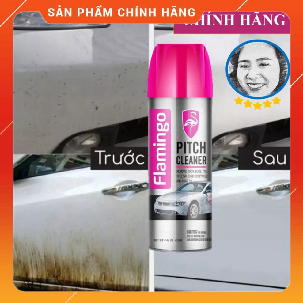 Flamingo - Bình Xịt Tẩy vết bẩn bề mặt sơn, băng dính, kim loại, nhựa Đường F012 450ml - Sáng Bóng Như Mới