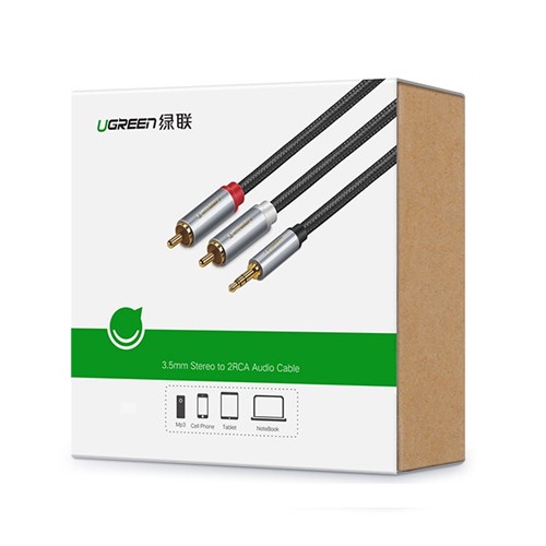 [Mã ELHACE giảm 4% đơn 300K] Cáp Audio 3.5mm sang 2 đầu bông sen RCA Cao cấp Ugreen 40841 40843 AV135 Chính Hãng dây Dù