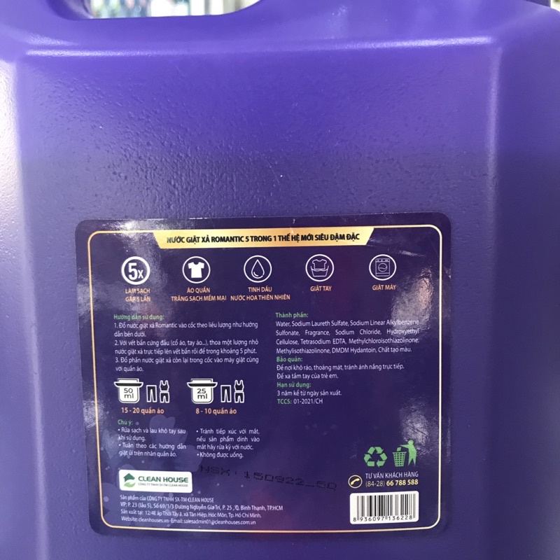 Nước Giặt Xả SWAT 5 Trong 1 Can 5 lit