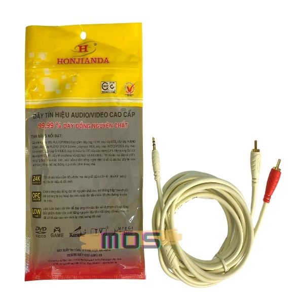 Cáp loa jack 3.5 ra 2 hoa sen AV Honjianda VN dài 1.8M Mos Shop