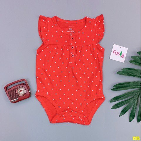 [5-13kg] Bodysuit Cánh Tiên Bé Gái - Đỏ Chấm Nhỏ