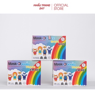 Khẩu trang trẻ em mask-d kháng khuẩn - khẩu trang y tế 4 lớp giấy kháng khuẩn trẻ em cao cấp