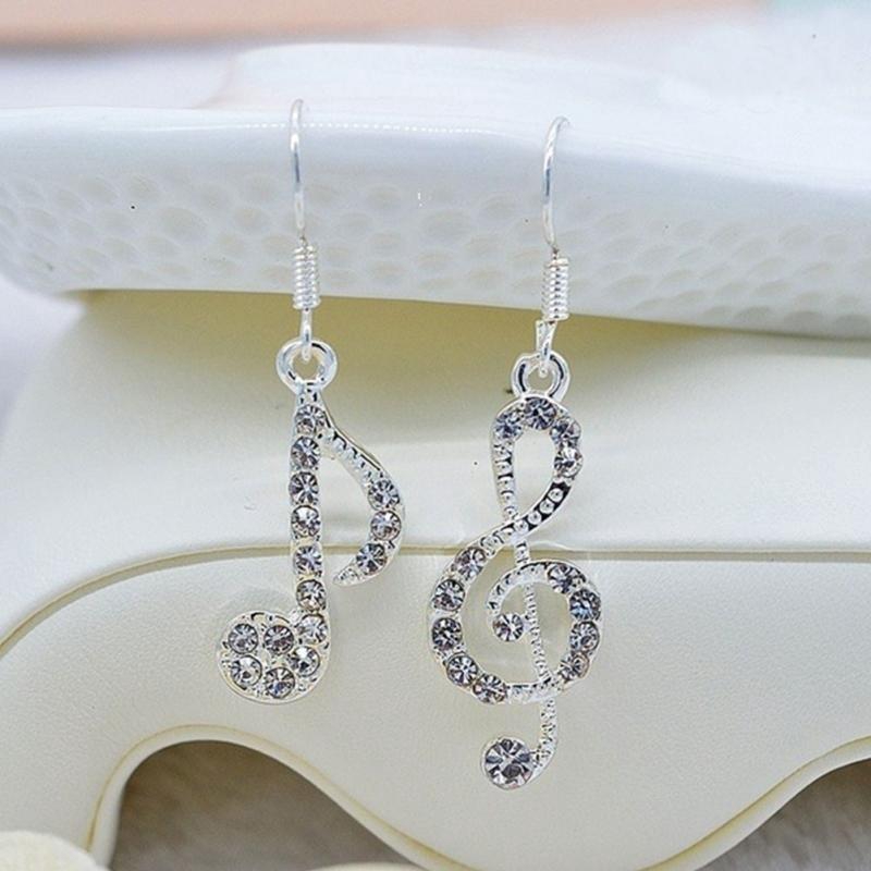 Fashion Creative Earrings Cute Crystal Music Notes Earrings Women Jewelry Accessories