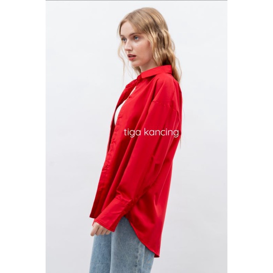 Áo Sơ Mi Nữ OVERSIZE Tay Dài In Hình Đôi Môi Thời Trang