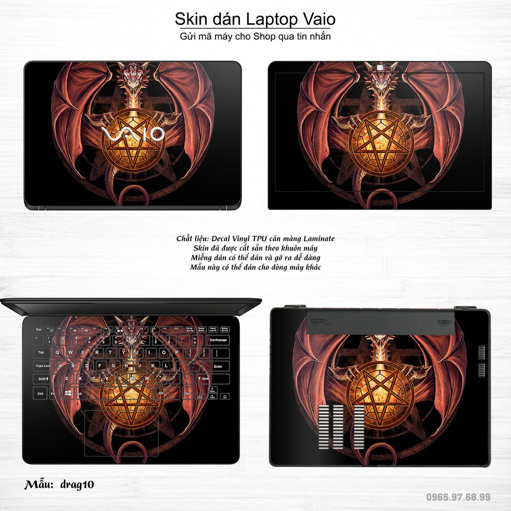 Skin dán Laptop Sony Vaio in hình rồng (inbox mã máy cho Shop)