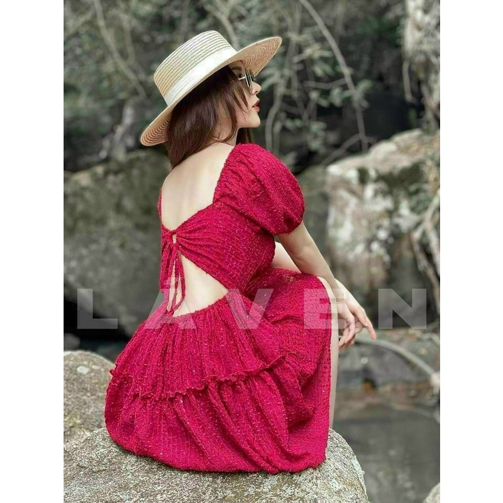 Đầm Hở Lưng Có Mút Ngực,đầm Xòe Dự Tiệc Tay Phồng Hot Hit Siêu Dễ Thương Thời Trang Nữ Minh Phúc
