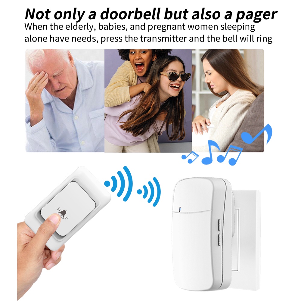 Doorbell Chuông cửa không dây dân dụng chuông cửa 300m phạm vi 38 chuông us plug