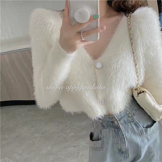 JANE sẵn Áo croptop Trắng tiểu thư Bông tua rua J0401 Ảnh thật cuối