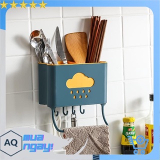 Giỏ để đồ, kệ để đồ nhà bếp, phòng tắm đa năng dán tường hình đám mây siêu chắc chắn