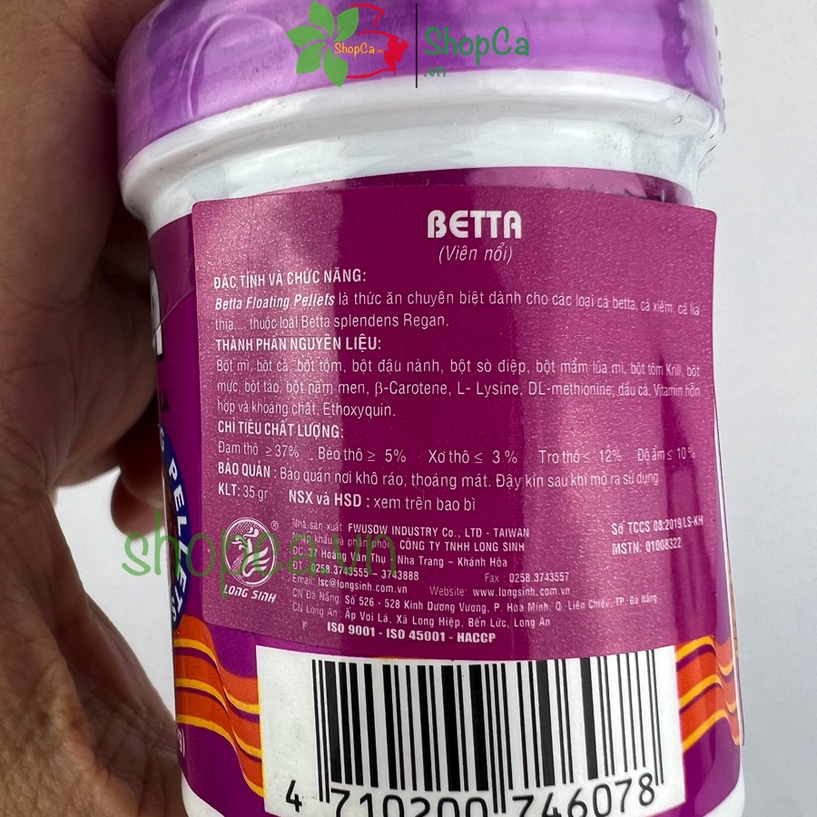 Thức ăn tăng màu cho cá Betta Pro's Choice dạng hạt lọ 35 Gram