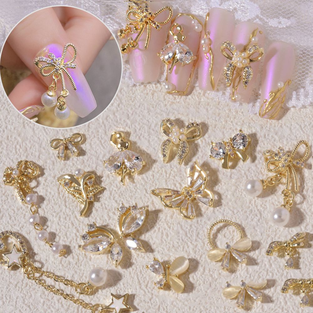 [Hàng mới về] Phụ kiện trang trí móng tay hình bướm 3d từ kim loại sang trọng