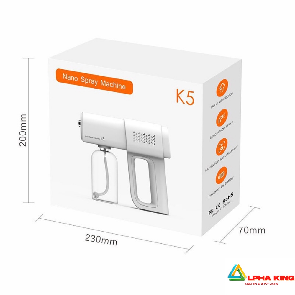 [Hot-Chính Hãng] Máy Phun Khử Khuẩn Nano K5 PRO Tia UV, Máy Xịt Khử Khuẩn Cầm Tay, Máy Diệt Khuẩn Nano Siêu Tiện Lợi | BigBuy360 - bigbuy360.vn