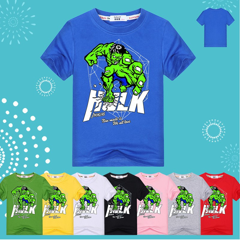 Phim hoạt hình nam siêu anh hùng TShirt Marvel Avengers Alliance HULK Tee Boy Cotton Summer Tops