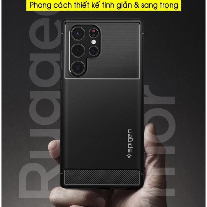 Ốp lưng Samsung Galaxy S22 Ultra Spigen Rugged Armor - Hàng Chính Hãng