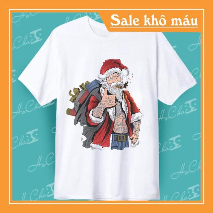 DEAL CHẤT- [ FREE SHIP ] Áo thun in hình ÔNG GIÀ NOEL CHẤT - May Dây Cổ Cao Cấp (Có Hình Thật) giá cực tốt