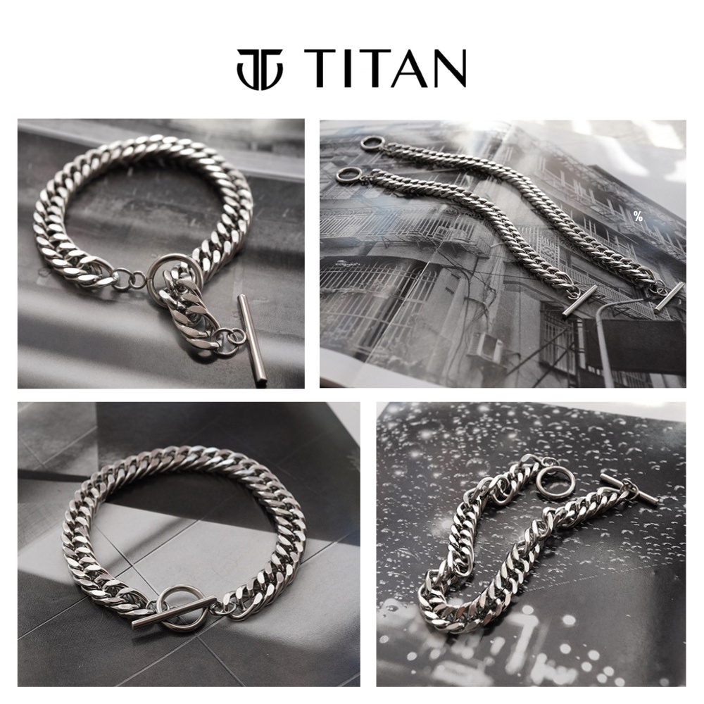 Lắc tay nam nữ unisex chốt khóa cài, vòng tay cuban bracelet sợi xích cá tính chắc chắn, màu bạc đẹp không gỉ TITAN Shop