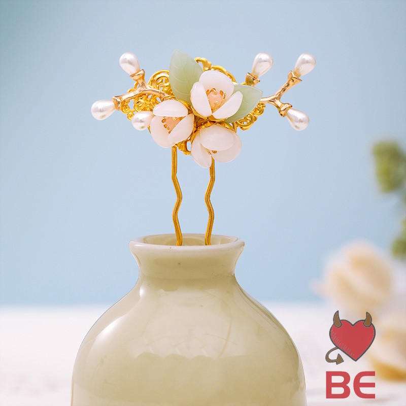 YADORNOS Trâm cài tóc hình hoa đính ngọc trai giả xinh xắn cho nữ