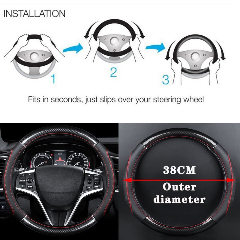 Vỏ Bọc Vô Lăng Xe Hơi honda city accord brv civic city fit jazz cr-v hr-v 38cm Bằng Chất Liệu Da Sợi Các Bon