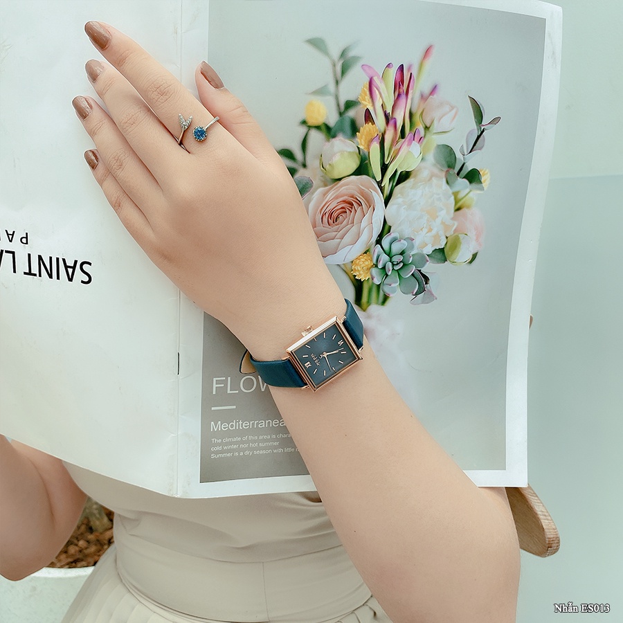 Đồng Hồ Nữ JA-1335C Julius Dây Da Hàn Quốc (Xanh Dương)