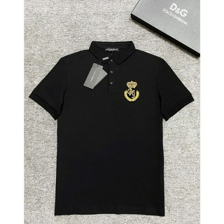 DOLCE & GABBA Men's polo short-sleeved polo shirt embroidered with gold badge summer 2020, pure cotton fabric, big size, no shade