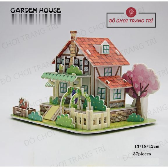 Mô hình 3D giấy tự lắp ráp, hình biệt thự - Đồ chơi sáng tạo