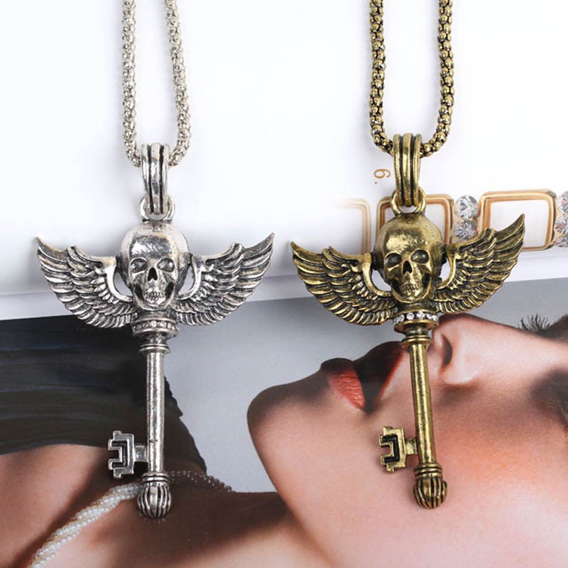 Dây Chuyền Mặt Chìa Khóa Đầu Lâu Unisex Phong Cách Punk