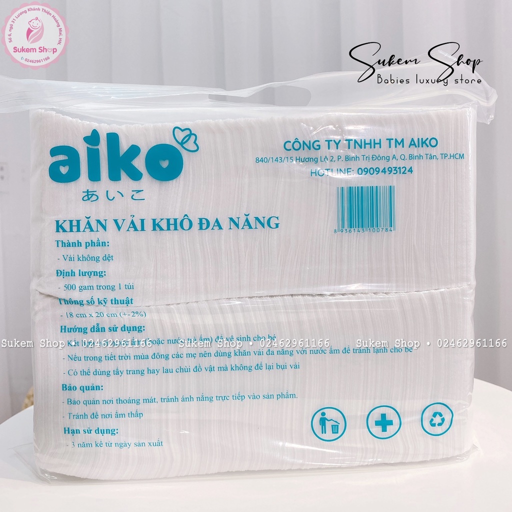 Khăn Vải Khô Đa Năng Aiko Siêu Mềm, Dai