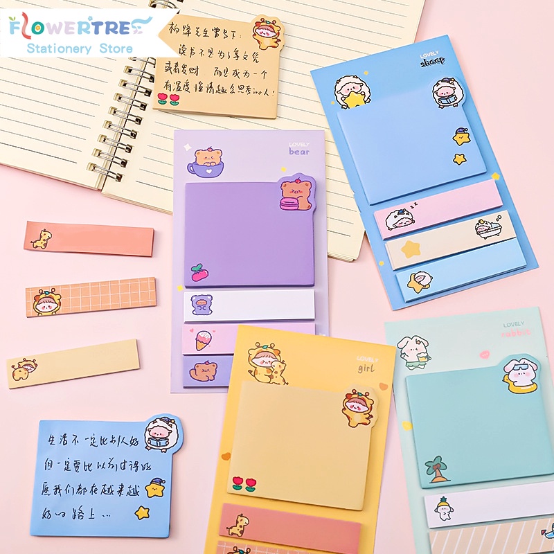 Flowertree Set 80 Giấy Ghi Chú Hình Động Vật Dễ Thương