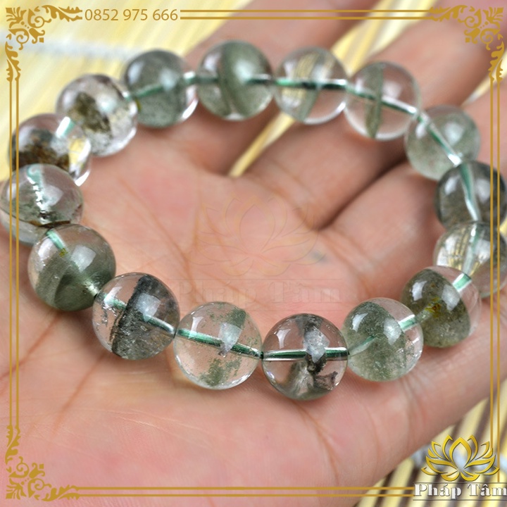 Vòng Tay Đá Ưu.Linh Trắng Cát Xanh Cao Cấp Vân Hạt Cát Tự Nhiên  - Tâm Phong Thủy