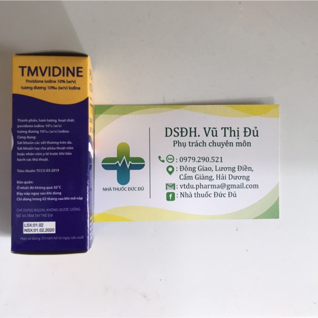 Povidone iodine dung dịch sát khuẩn 20ml Nhà thuốc Đức Đủ (mẫu vỏ thay đổi từng lô)