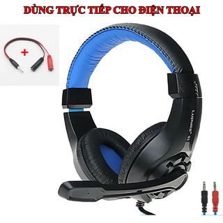 Combo Tai Nghe Chụp Tai Dùng Cho Điện Thoại Lupuss G1 Và Cáp Chuyển Đổi Có Mic Chơi Game, Học Trực Tuyến