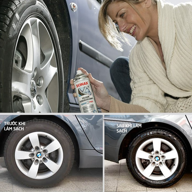 Combo Chai Xoá Xước Đánh Bóng Bảo Vệ Sơn SONAX XTREME WAX 3+ Chai Xịt Bóng Làm Sạch Và Bảo Vệ Lốp Xe SONAX