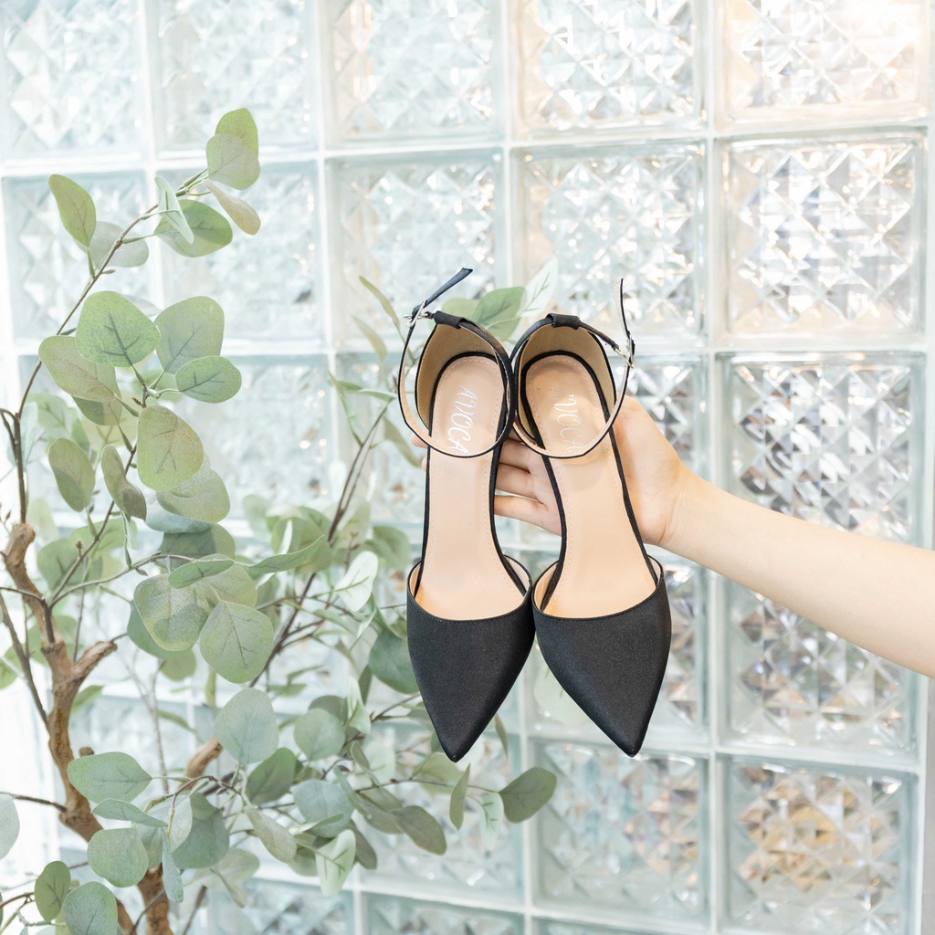 Giày mũi nhọn satin trơn A13