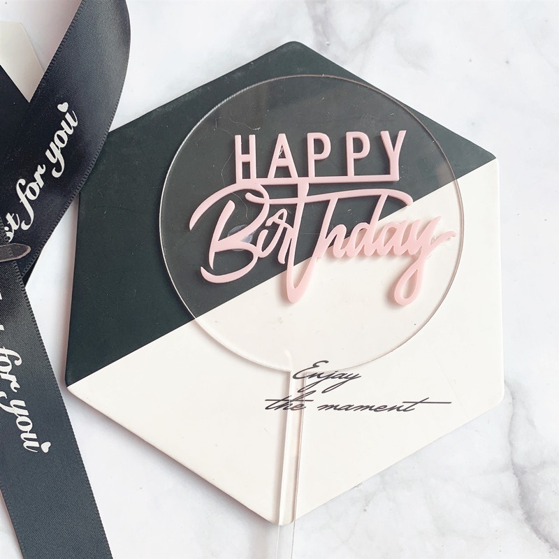 Que cắm Acrylic Happy birthday trong suốt cao cấp trang trí bánh kem, phụ kiện trang trí bánh sinh nhật