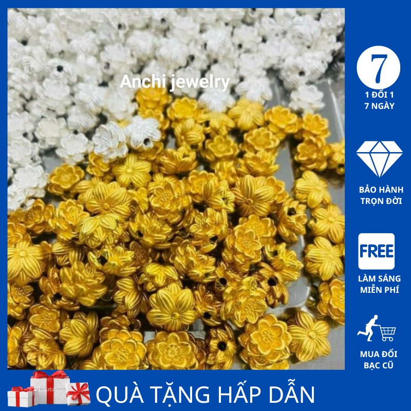 Charm hoa sen bạc mạ vàng mix vòng tay, ANCHI5055