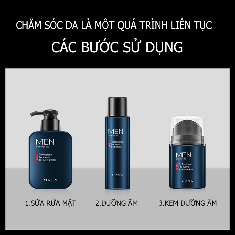 Bộ ba sản phẩm chăm sóc da cho nam, (bộ chăm sóc da)sữa rửa mặt + toner + lotion dưỡng ẩm-URBFZHFTZ