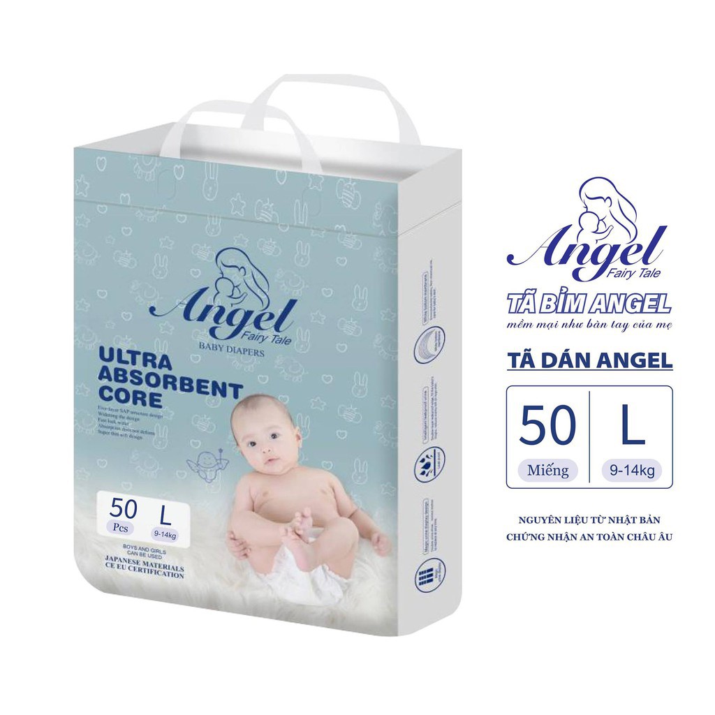 [Mã LTP50 giảm 50000 đơn 150000] Tã Dán ANGEL Ultra Absorbent Core Size NB62- S58-M54-L50-XL46