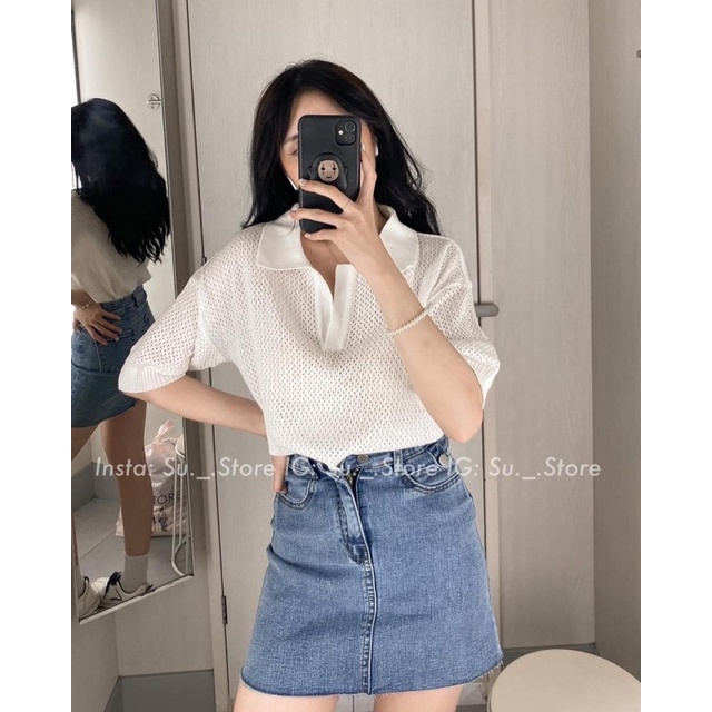 Áo polo lưới cổ V montoghi siêu đẹp hàng quảng châu