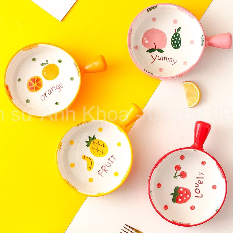 Chén Dĩa Sứ Bát Ăn Cơm Đĩa Sứ Decor trang trí đồ ăn, đựng salat xinh yêu chảo béo hoa quả cực đẹp
