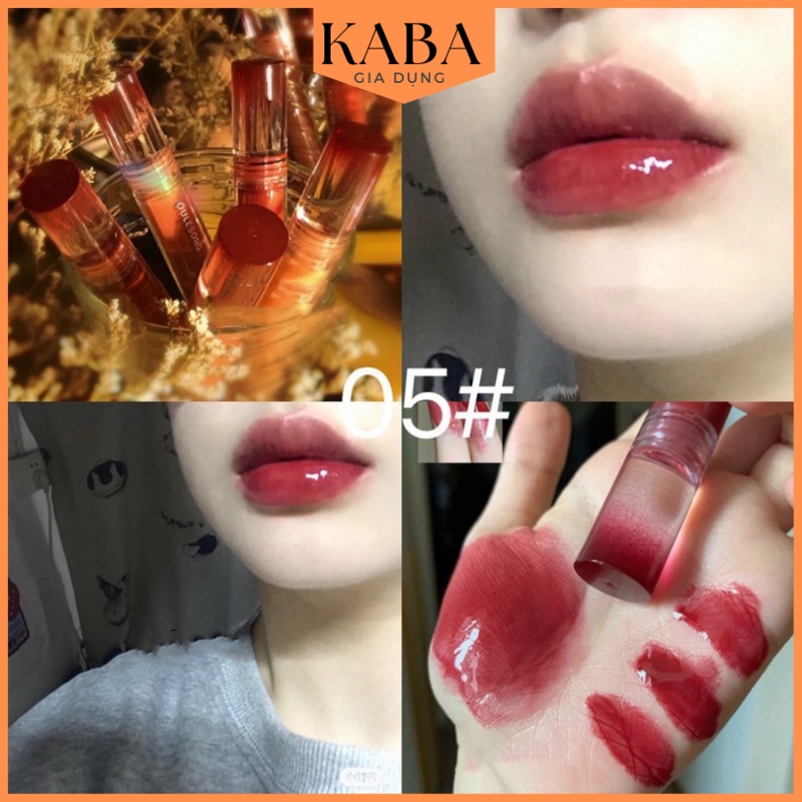 Son bóng nội địa trung Oulesong Màu Nude Nhạt Mềm Mượt Nuôi Dưỡng Môi Chống Thấm Nước KABA