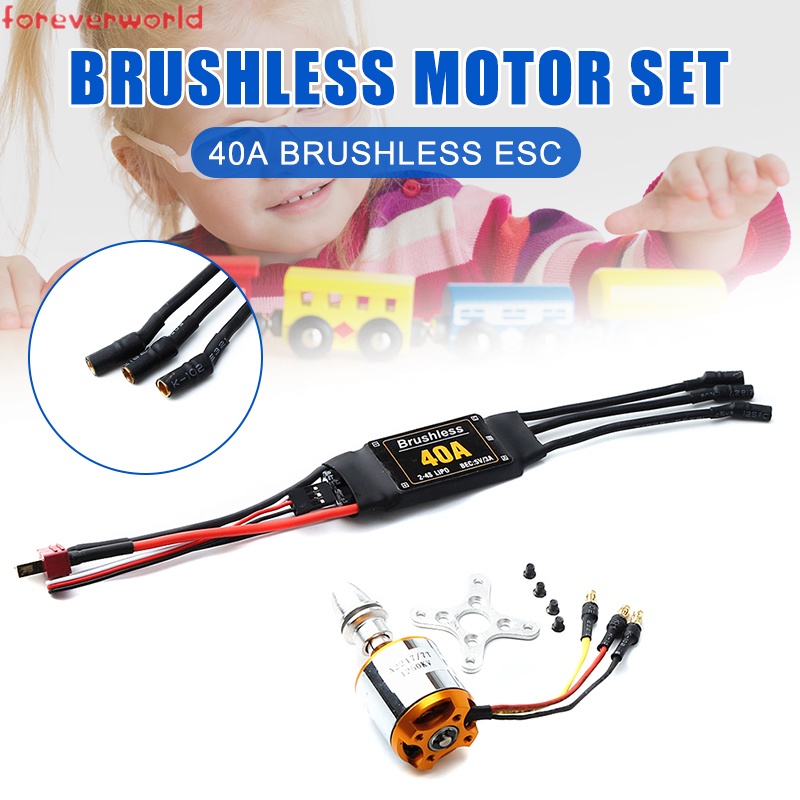 Động Cơ Không Chổi Than A2217 1250kv 40a Esc Với Đầu Cắm 3.5mm Cho Máy Bay Điều Khiển Từ Xa