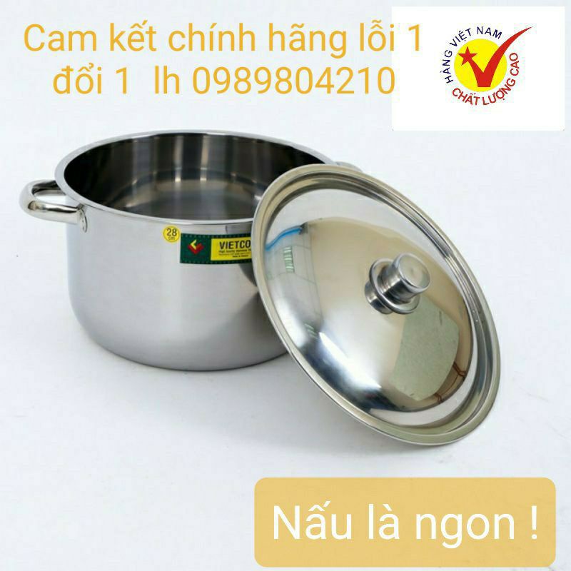 Nồi inox Vietcook đáy từ đủ size 14,16,18,20,22,24,26,28,30,32,Nồi đun bếp từ,nồi xào nấu canh hàng dày dặn