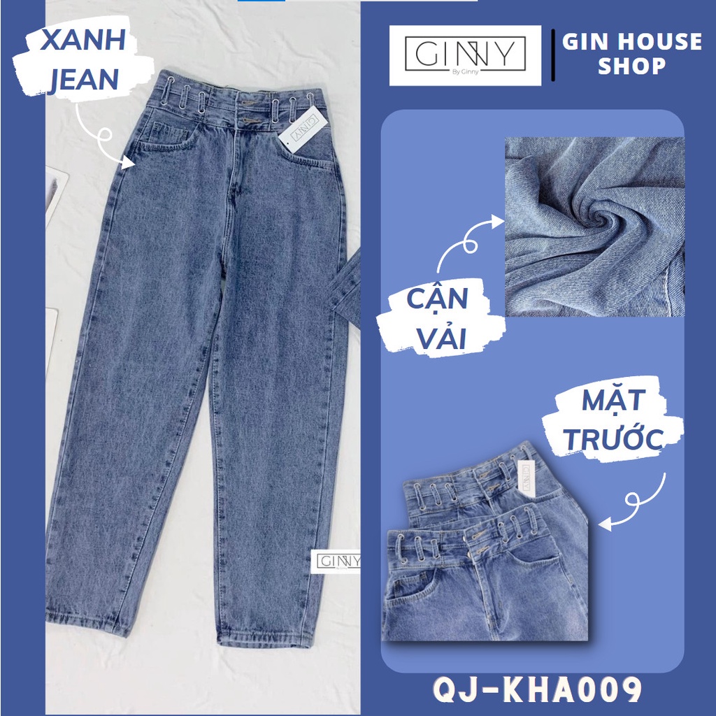Quần Baggy Nữ Jean Hack Dáng KHA-009 | Quần Jean Cạp Cao | Vải Jean Wash Xịn | GinHouse Shop