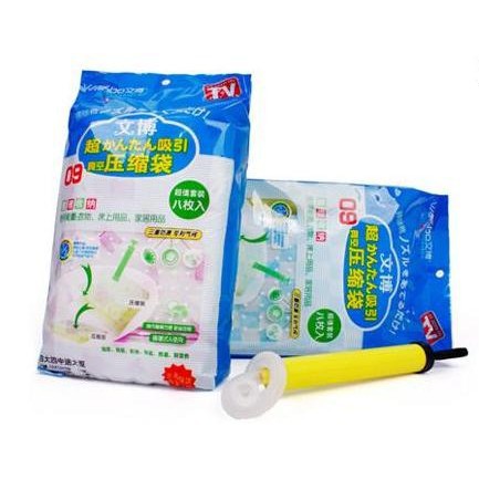 BỘ 8 TÚI HÚT CHÂN KHÔNG KÈM BƠM TAY. TIỆN DỤNG ĐỰNG CHĂN MÀN QUẦN ÁO