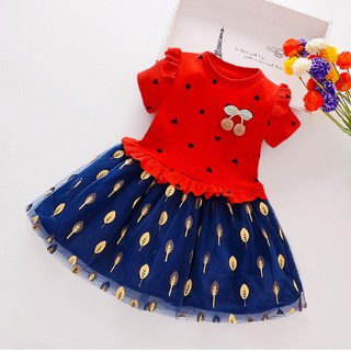 [M202] Váy bé gái tay áo cánh tiên ngắn tay cho bé gái 1 - 7 tuổi