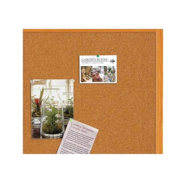 Bảng ghim bần khung gỗ 60 x 90 cm - Tiêu chuẩn xuất khẩu Mỹ - Có ghim mũ nhựa