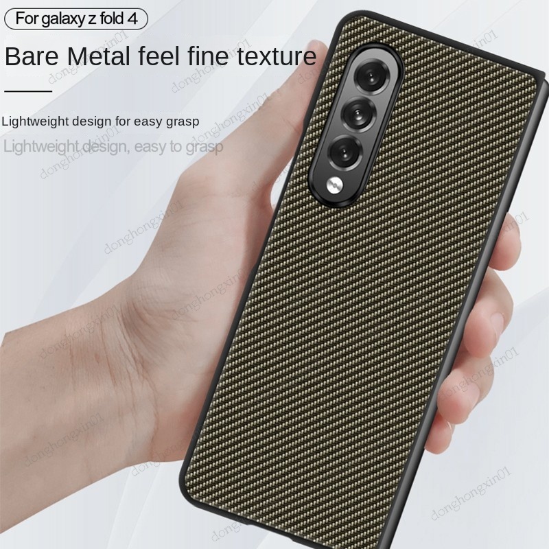 Ốp Điện Thoại PC Cứng Siêu Mỏng Họa Tiết Sợi Carbon Sang Trọng Cho Samsung Galaxy Z Fold 4 5G